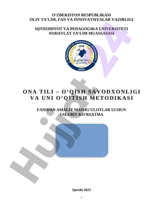 Ona tili o‘qitish metodikasi: amaliy mashg‘ulotlar
