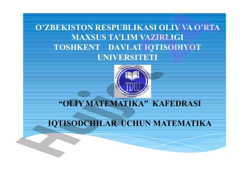 Iqtisodchilarga matematikani o‘rganish
