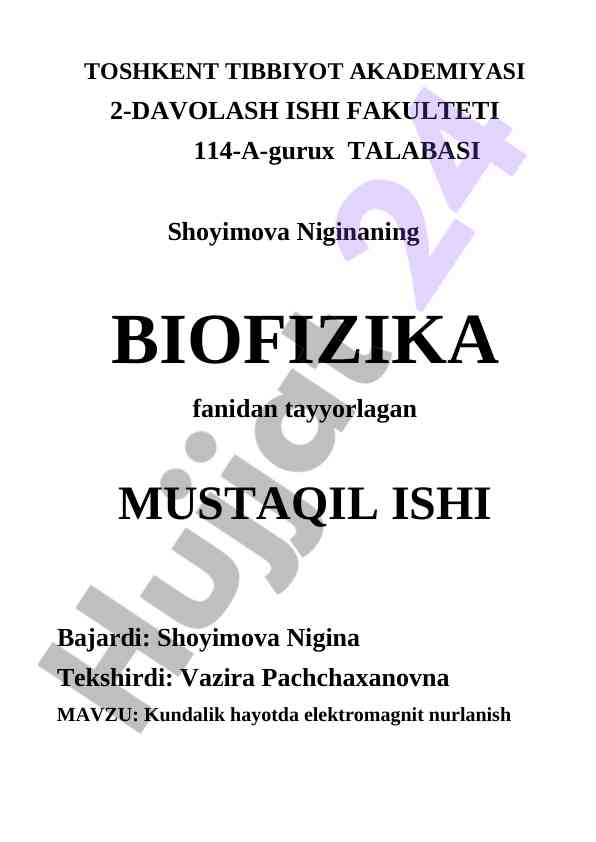 Kundalik hayotda elektromagnit nurlanish tahlili