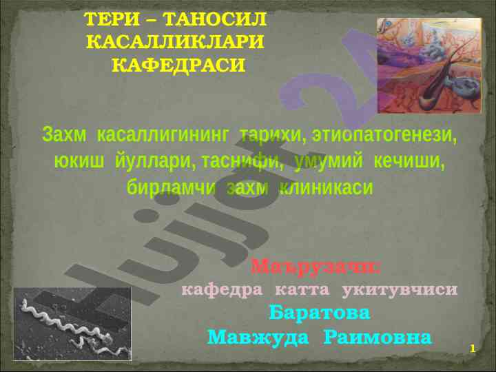 Zahm kasalligining tarixi va etiopatogenezi