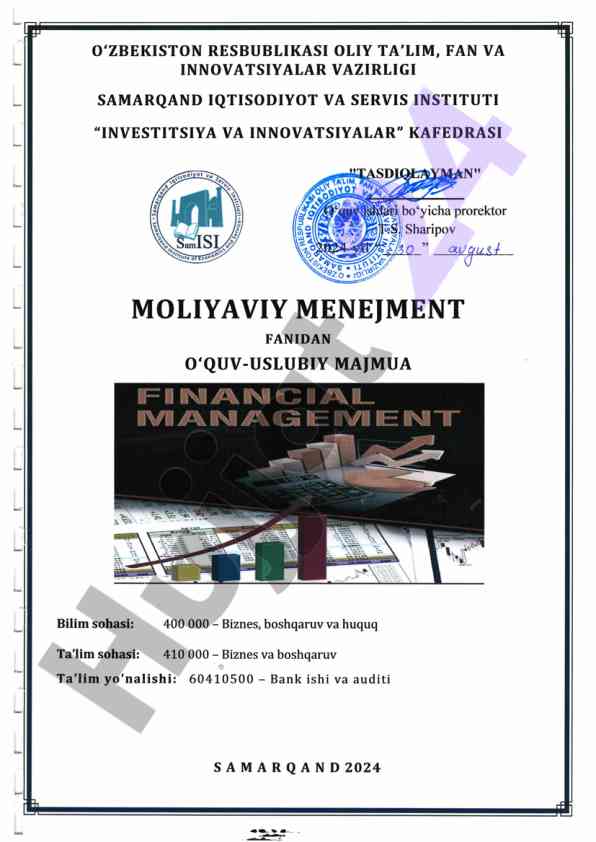 Moliya va manejment bilan bog‘liq o‘quv materiallari
