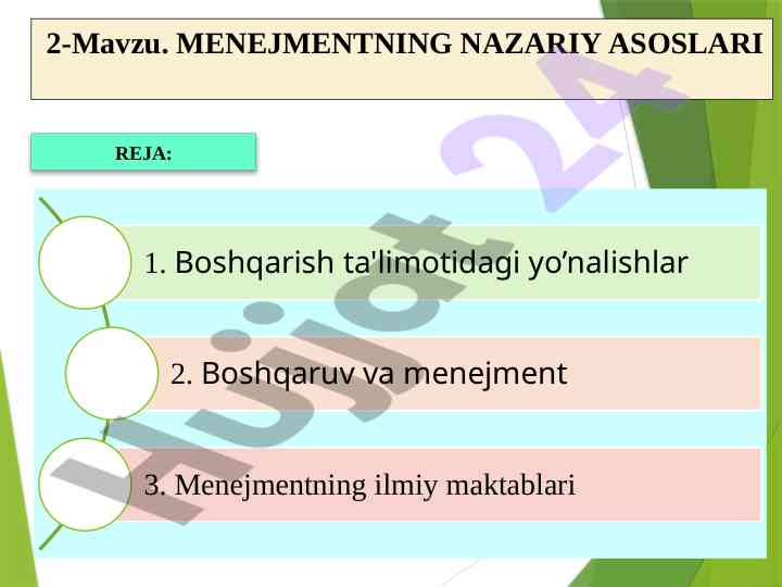 Menejmentning nazariy asoslari