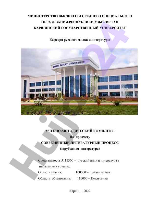 Современный литературный процесс учебно-методический комплекс