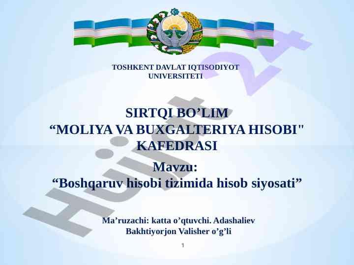 Boshqaruv hisobi tizimida hisob siyosati