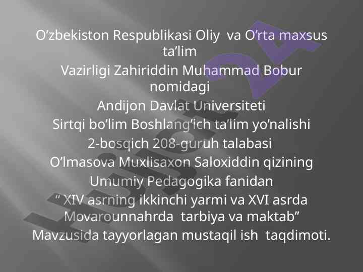 Xiv asrning ikkinchi yarmi va tarbiya maktabi
