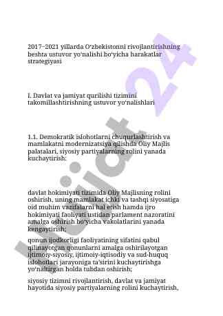 O‘zbekistonni rivojlantirish ustuvor yo‘nalishlari