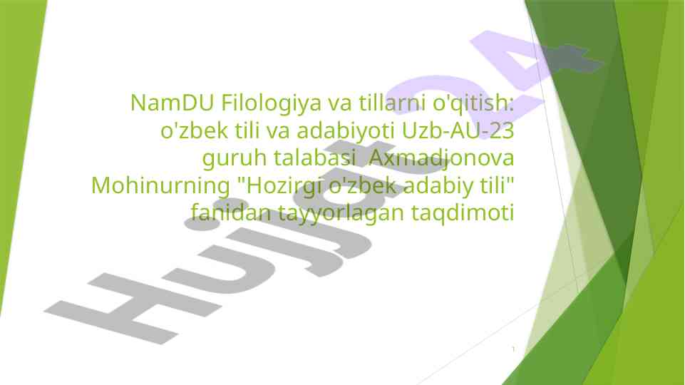 Hozirgi o'zbek adabiy tili taqdimoti