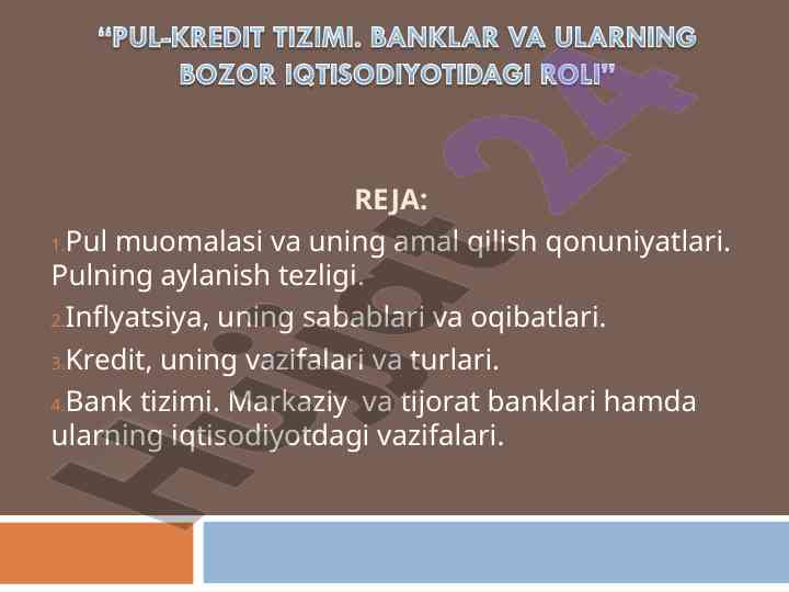 Pul muomalasi va inflyatsiya oqibatlari tahlili
