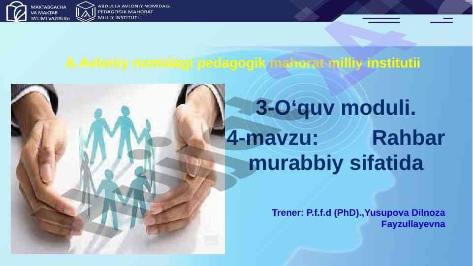 Rahbar murabbiy sifatida o‘quv moduli