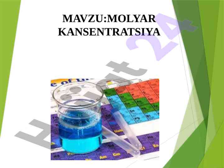Molyar konsentratsiya tushunchasi va hisoblash usullari