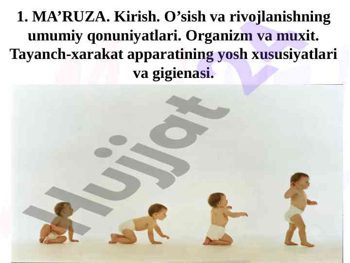 Yosh fiziologiyasi va gigienasi o\'rganish