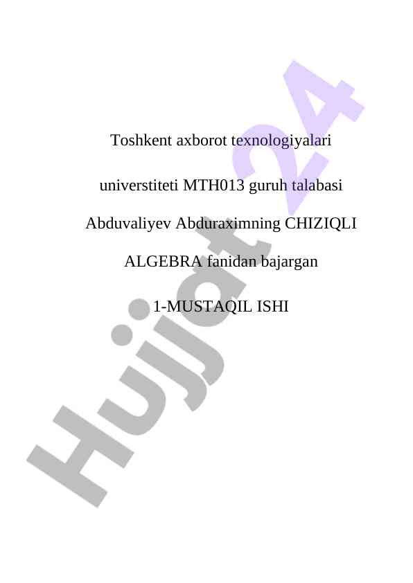 Chiziqli algebra fanidan mustaqil ishlar