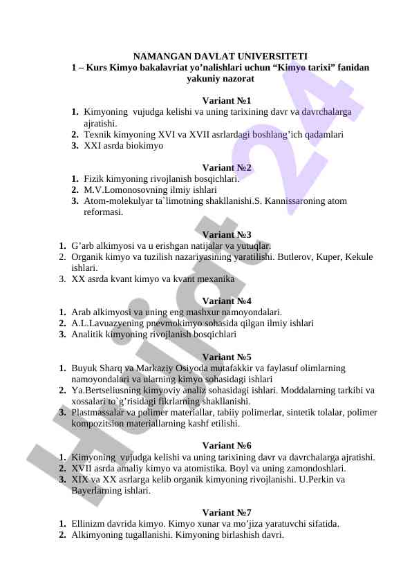 Kimyo tarixi: vujudga kelishi va rivojlanish davrlari