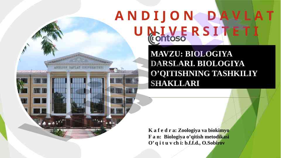 Biologiya darslari o’qitish metodikasi tahlili