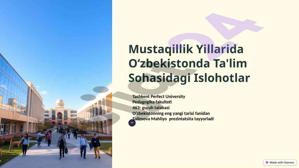 Ta'lim sohasidagi islohotlar tahlili va takliflar