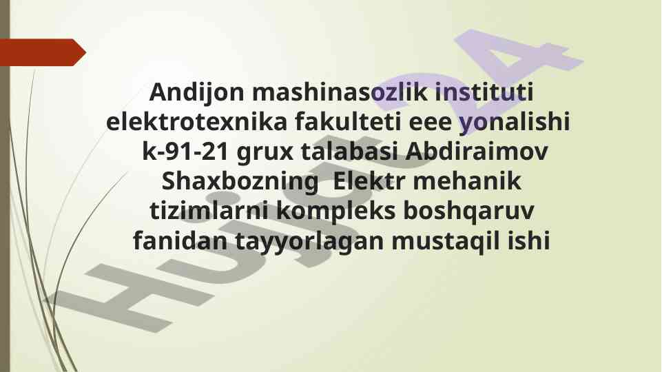 Elektr yuritmalarining mexanik qismlarini tahlili