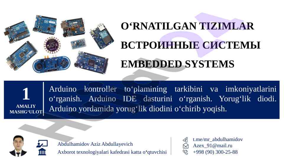 Arduino platformasi o‘rganish bo‘yicha qo‘llanma