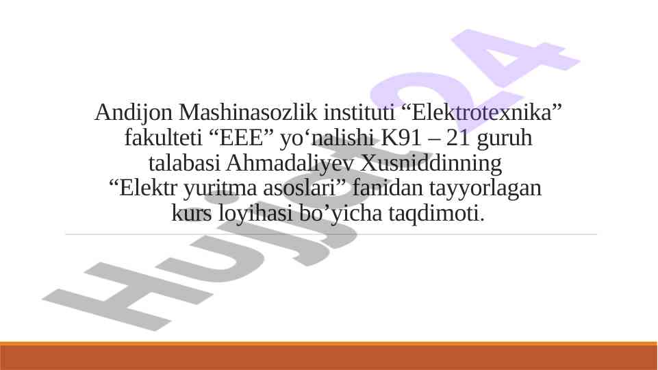 Parallel qo'zg'atishli otdni loyihalash