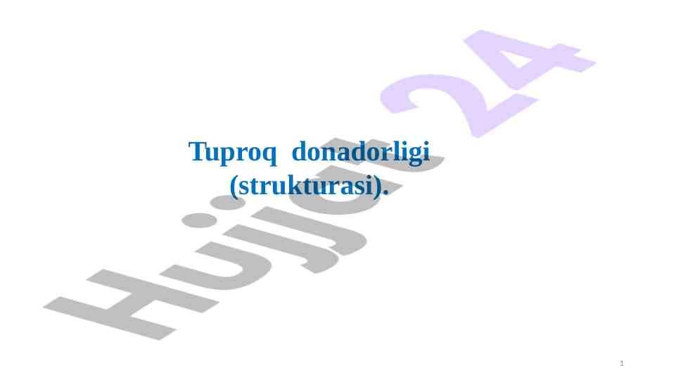 Tuproq donadorligi va unumdorligi bo'yicha tahlil