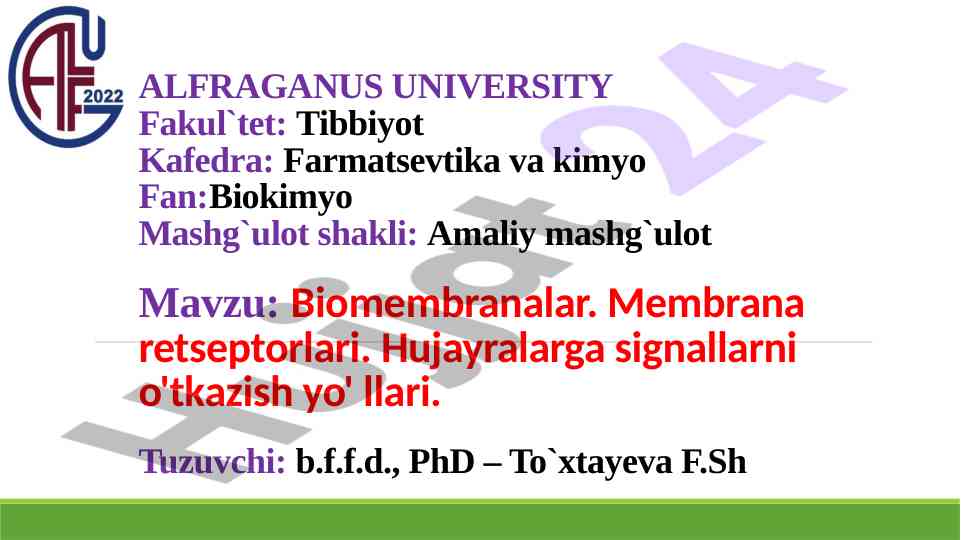 Biomembranalar vazifasi va tuzilishi