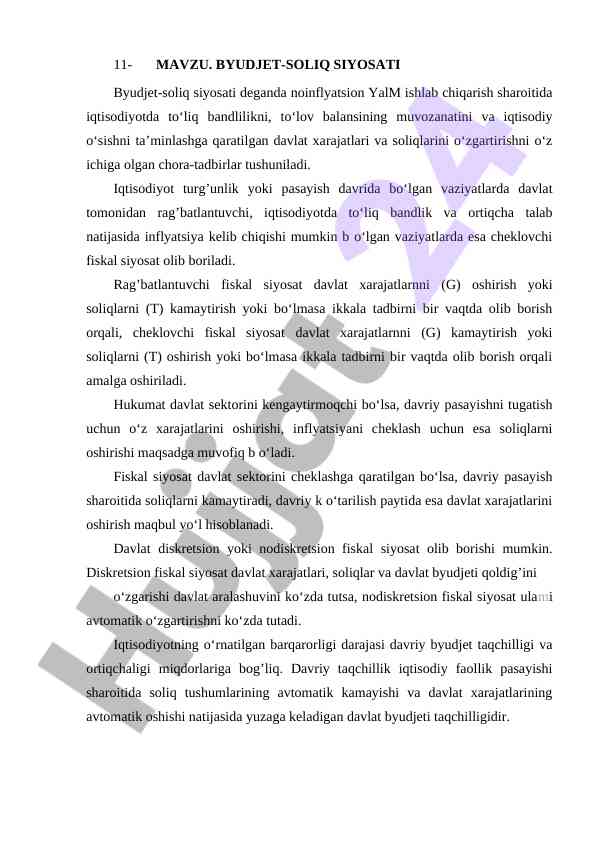 Byudjet-Soliq Siyosati Tahlili