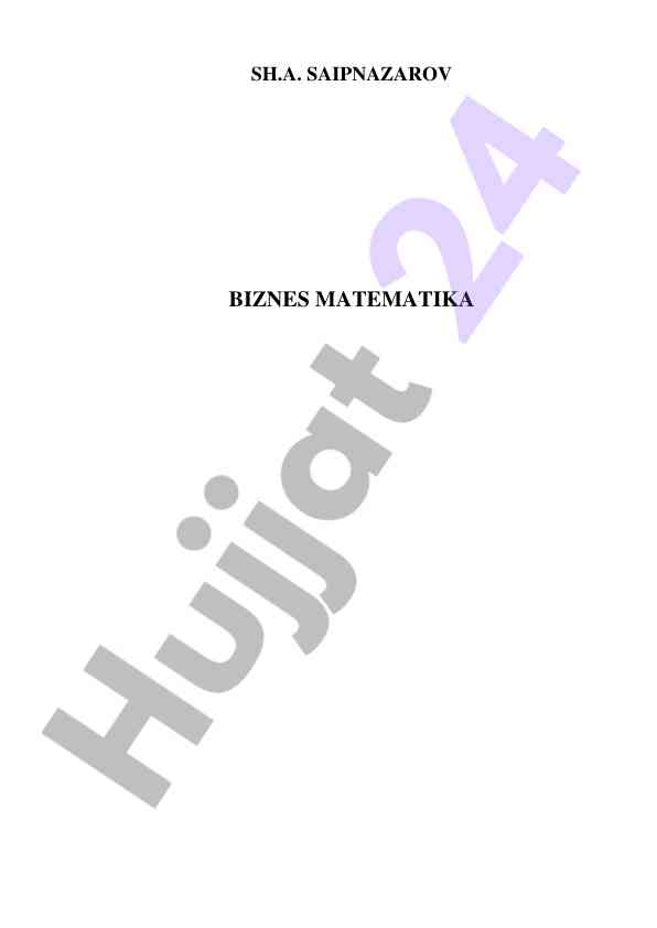 Biznes matematika o‘quv qo‘llanma