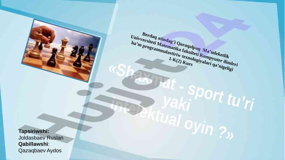 Shaxmat: sport yaki intelektual oyin?