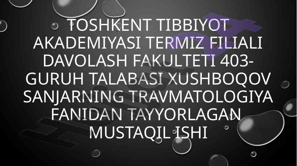 Bolalarda suyak sinishlari xususiyatlari tahlili