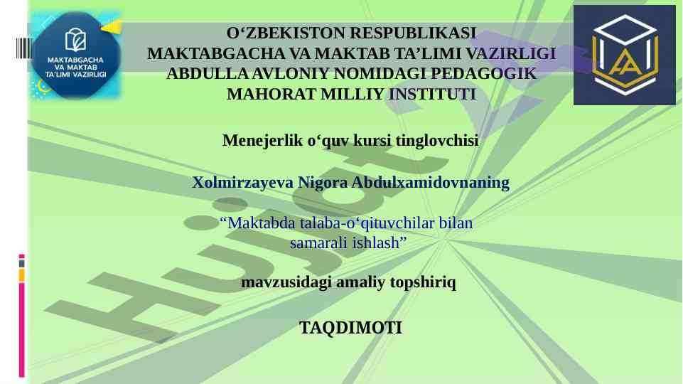 Maktabda talaba-o‘qituvchilar bilan samarali ishlash