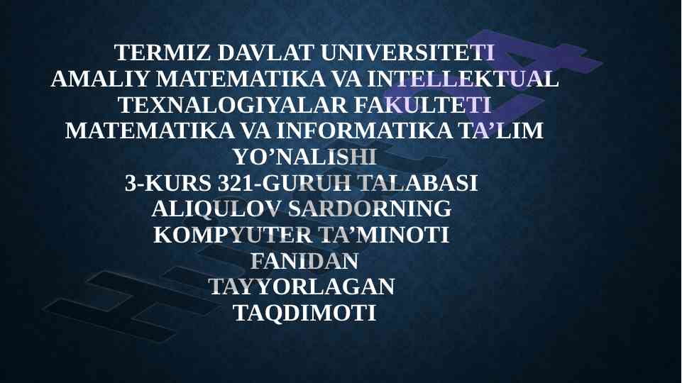 Tizimli blok qismlari bilan tanishtiruvchi taqdimot