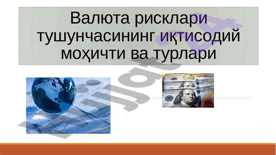 Валюталар ризикларининг иқтисодий моҳияти