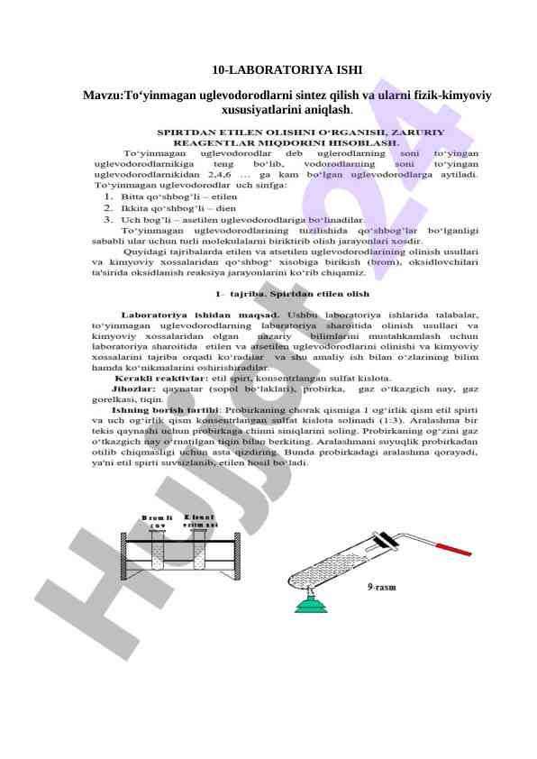 To‘yinmagan uglevodorodlarni sintez qilish