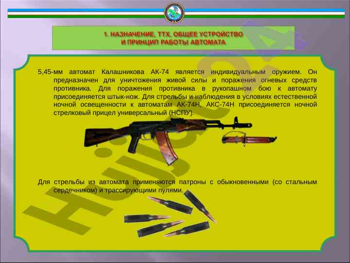 Технико-тактические характеристики автомата ак-74