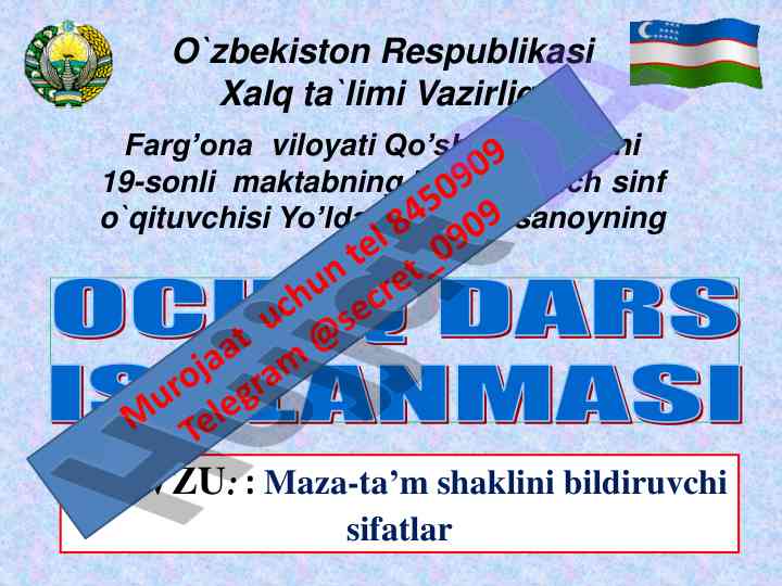 Maza-ta'm shaklini bildiruvchi sifatlar