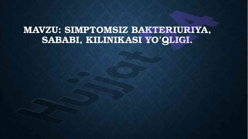 Asimptomatik bakteriuriya tahlili va tavsifi