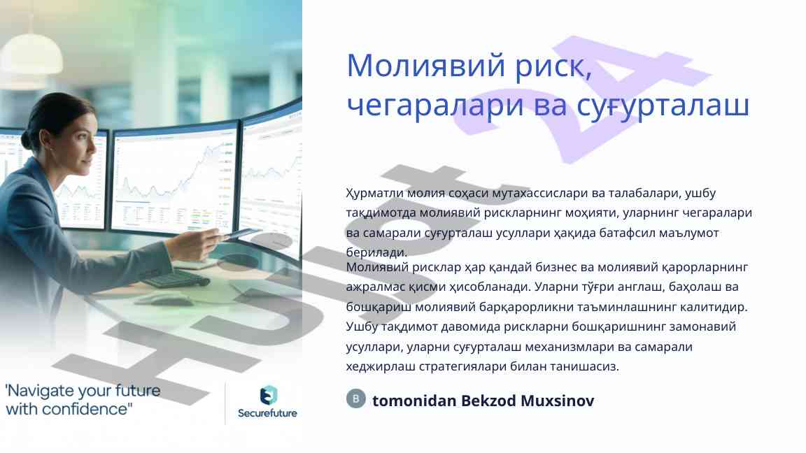Moliyaviy risklarni boshqarish va sug‘urtalash usullari