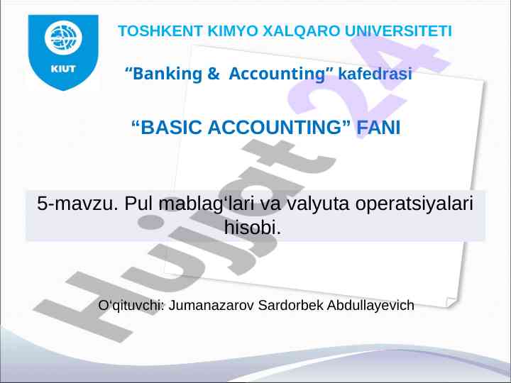 Basic accounting o‘qitilishi bo‘yicha yoshlar