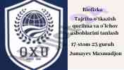 Tanlash o'lchov asboblarini tajriba o'tkazish uchun
