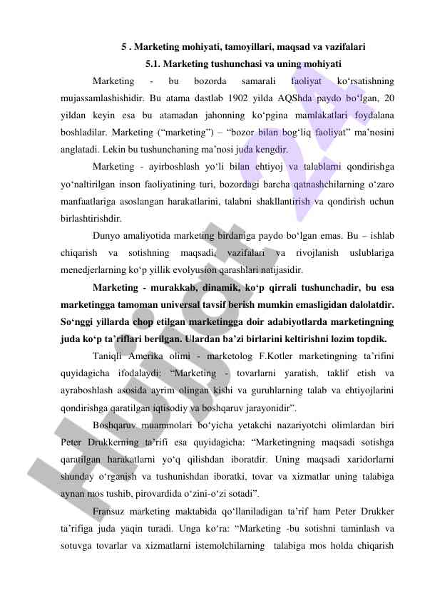 Marketing mohiyati va tamoyillari tahlili