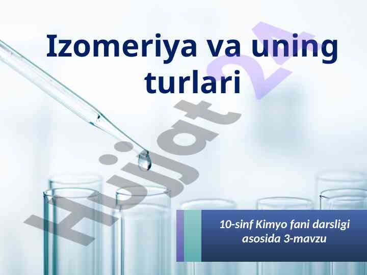 Izomeriya va uning turlari kimyo fani darsligi