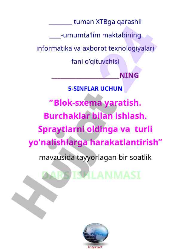 Blok-sxema yaratish va spraytlarni harakatlantirish
