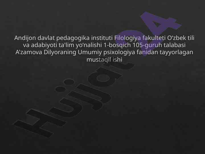 Ilk bolalik davri psixologiyasi asosiy qoidalari