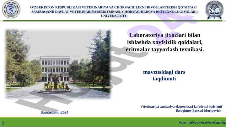 Laboratoriyada xavfsizlik qoidalari va eitmalarda tayyorlash