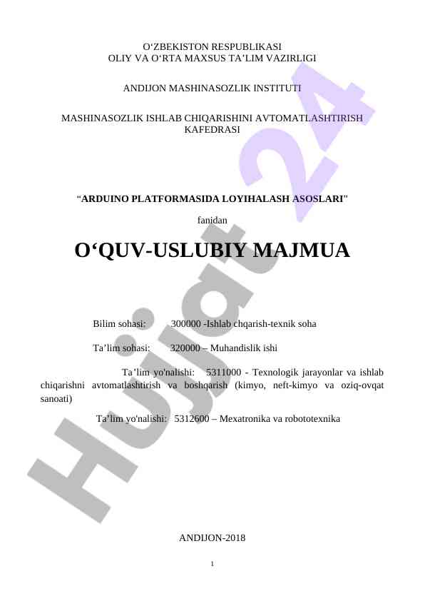 Arduino platformasida loyihalash asoslari