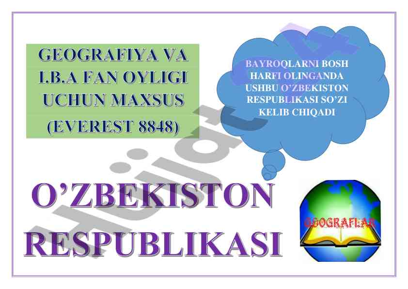 O‘zbekiston respublikasi geografiyasi tahlili