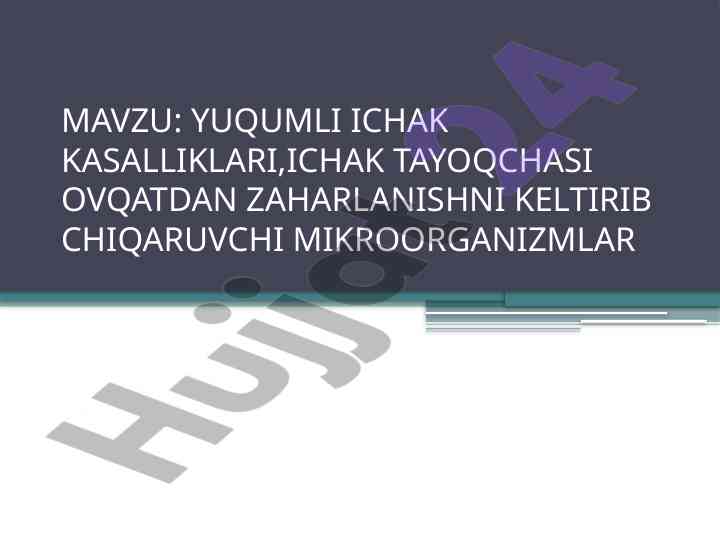Yuqumli ichak kasalliklari va ovqatdan zaharlanish