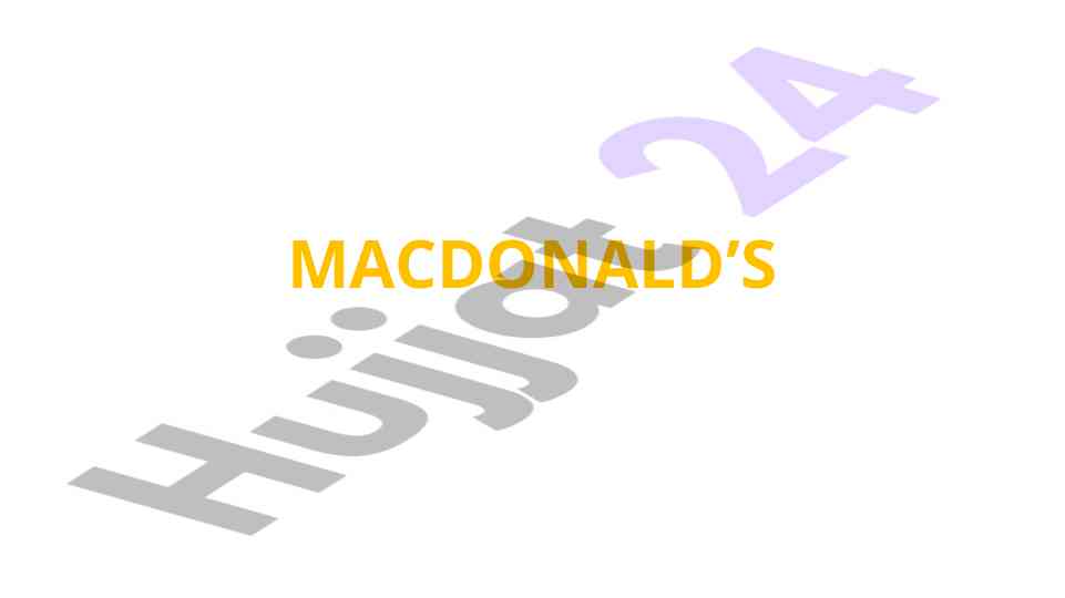 Mcdonald’s tarixi va global fast food sanoati