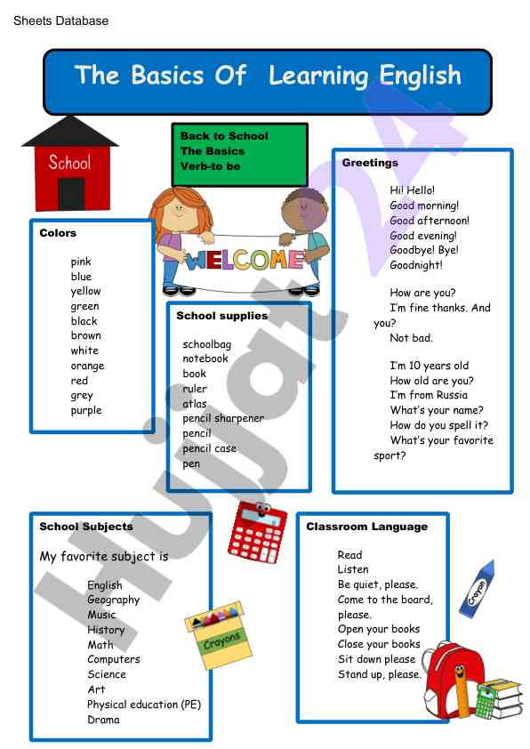 The basics of learning english back to school