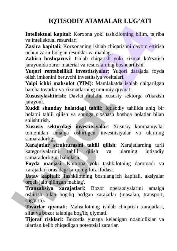 Iqtisodiy atamalar lug'ati