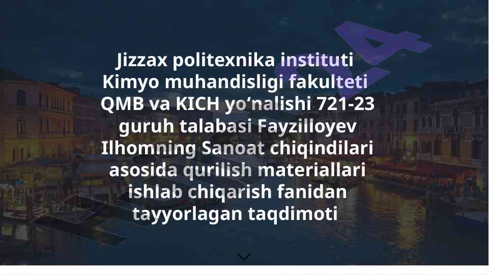 Sanoat chiqindilari asosida qurilish materiallari
